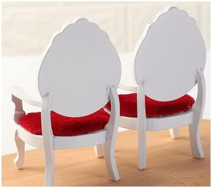 Dollhouse Chair Miniature Furniture Retro Vintage Chair Wooden Accessories 1:12 Chairs Upholstered Victorian Carved Armchair for Christmas Decoration Ornament (C)