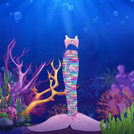 Unicorn Element 5 Pcs 11.5 Inch Girl Doll Mermaid Tail Clothes and Accessories (Dolls are Not Included) - Mermaid Tail Summer Dress, Swimsuit, Bikini