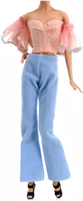 Doll Clothes, 5 Sets Fashion Outfits Autumn Dresses Spring Clothes Sweater Pants Shoes Socks Bag for 29cm Dolls Accessories Baby Gifts Random Style (B)