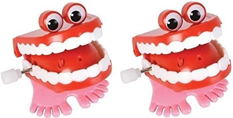 Rhode Island Novelty 2 Count Chatteng Chomping Wind up Toy Walking Teeth with Eyes