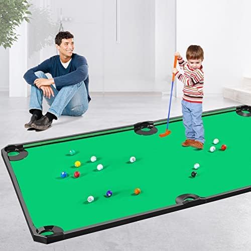 Golf Game -Combining Mini Pool Table & Golf - World’s Largest Putting Green Indoor,Putting Mat 108.2" L x 57.4" W,Golf Pool Indoor Family Game