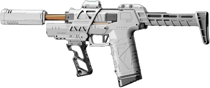 Gecko 3.0+ Spring Soft Bullet Toy Blaster, Long Range Up to 82 Feet, Indoor/Outdoor Sport Toy, Ages 15 & Up (White)