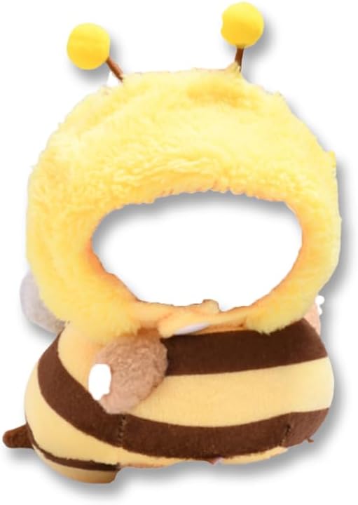 Cute Bumblebee Doll Clothes for 17cm Plush Pendants - Yellow Striped 2-Piece Outfit with Sparkly Wings & Antennae, Animal Costume Compatible with Vinyl Face Art Toys (No Doll)(Style P)