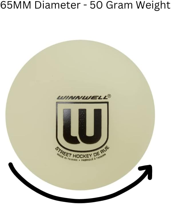 Winnwell Street Hockey Balls Glow-in-The-Dark Ball for Indoor & Outdoor - Made for for Field, Road & Street Hockey Games- 65mm & 50 Gram Weight (Single)