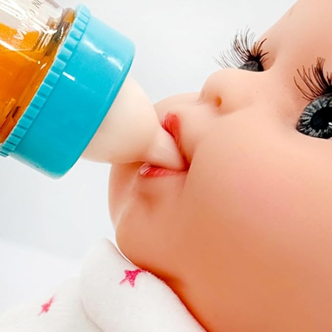 Baby Doll Accessories Magic Bottle set Magic Disappearing Milk Juice Bottles Sippy Cups with Pacifiers Bowl Spoons, Doll Bottle Toys Feeding Pretend Playset for Kids Girls Ages 3+ (Middle set(12pcs))