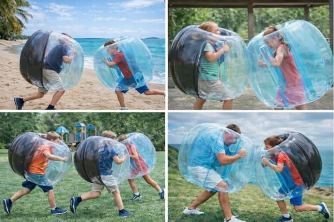 HearthSong Inflatable Bumper Balls for Kids, 2-Pack Wearable Bubble Bumpers, 47.5-Inch Outdoor Body Bouncers for Backyard Play, Parties, Tumbling and Active Family Fun