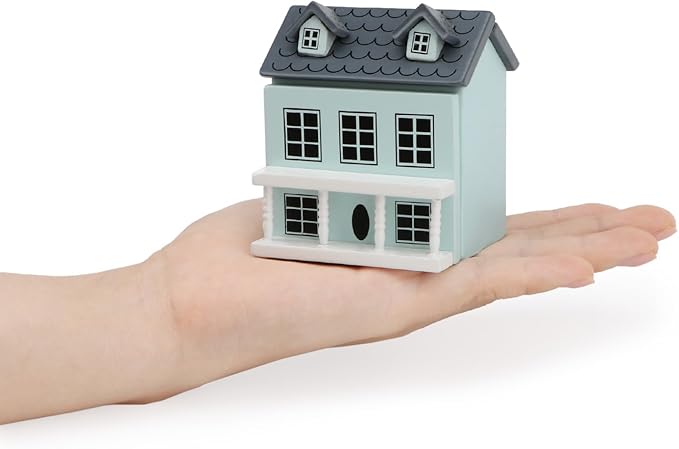 Miniature Cottage for Dollhouse Accessories Desktop Decor Wooden Mini House Storage Decoration Ornament Nice Present for Miniature Lovers (Blue)