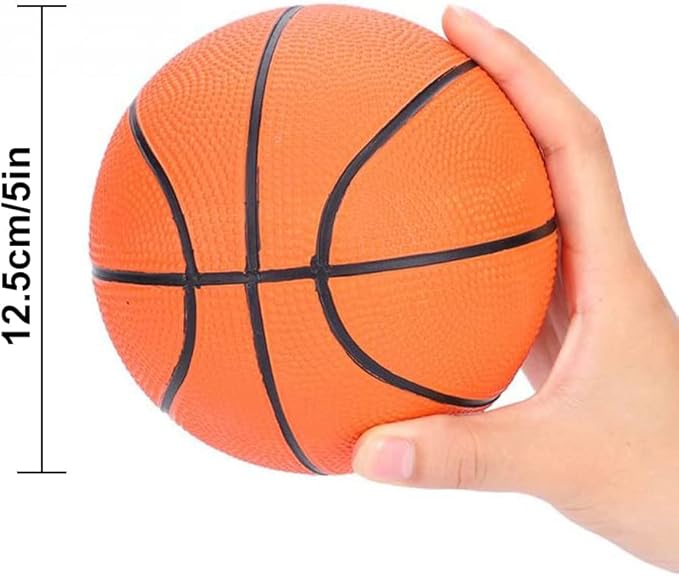 24Pcs 5 Inch Mini Basketballs, Small Basketball with Pump for Kids Adult Colorful Rubber Inflatable Basketball for Mini Hoops & Over Door Hoops Pool, Indoors, Outdoors