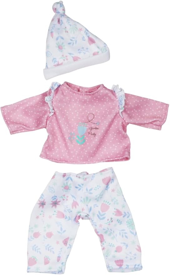 JC Toys | Berenguer Boutique | La Baby Doll Outfit | 3 Piece Pink and White Onesie|Washable| Ages 2+ | Fits Dolls 9"- 12"