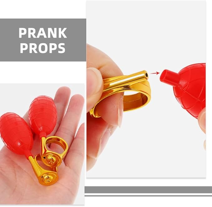 2Pcs Water Squirting Ring Prank Supplies Easy Activation Fun Accessories for April Fool's Day Party Humorous Water Play for Adults