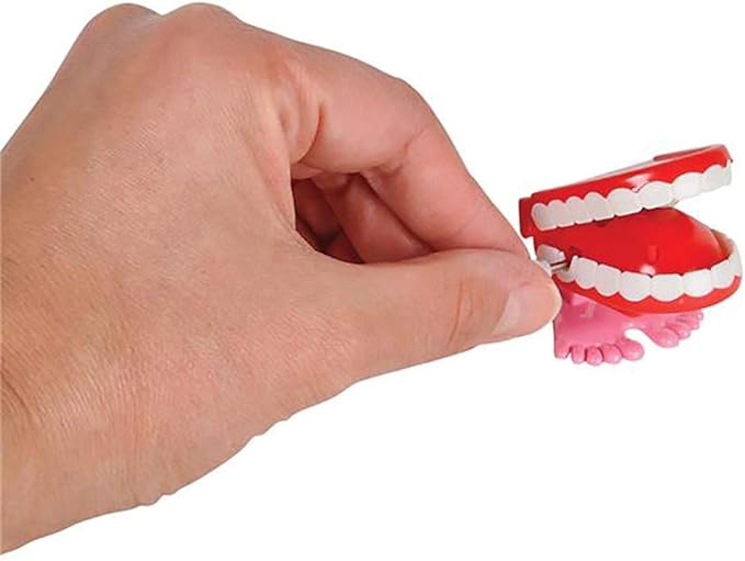 The Dreidel Company Wind Up Teeth Chomping & Chattering Teeth Toys for Kids Birthday Party Favors, Novelty and Gag Gifts, 1.75" Inches (2-Pack)