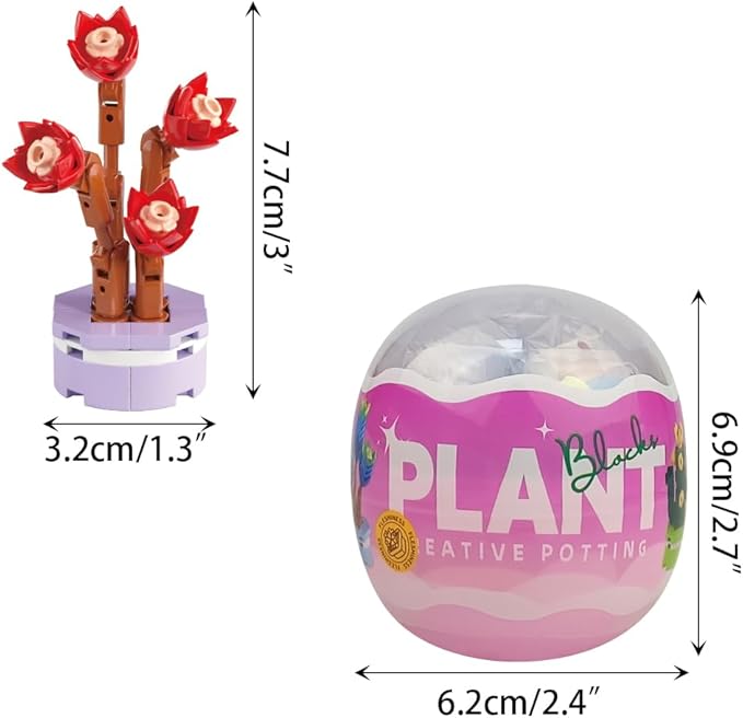 Anditoy 6 Pack Easter Eggs with Random Succulent Plants Building Block Toys Inside Blind Packaging for Kids Boys Girls Teens Easter Basket Stuffers Fillers Gifts