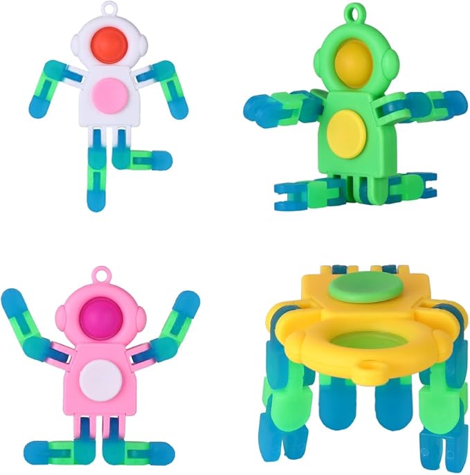 4Pcs Robot Pop Transformable Fidget Spinners - deformable Fidget Spinner Bulk,Fidget Spinner Keychain,Easter Stocking Stuffers Party Favors Gifts,Sensory Fidget Toys for Autism ADHD Stress Relief
