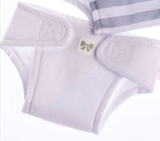 JC Toys Baby Doll Washable and Reusable Eco Diapers 4 Pack Fits Dolls 14 to 18 inch in Blue/White/Grey