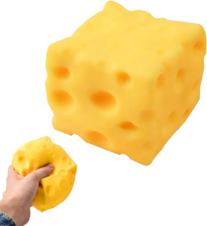 Yellow Cheese Squeeze Toy,Soft Novelty Toy, Rebounding Sensory,Help for Relax,Focus, Sensory Cheese for & Adults, Food Theme Cheeese Cubes Squiishy Toys,Stress Balls for Adults