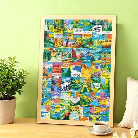 Jigsaw Puzzle 1000 Pieces with Letters on Back National Parks Famous Paintings Global Architecture Puzzle for Adults Kids Teens Ages 8-12 Boys Girls Valentines for Class(National Parks)