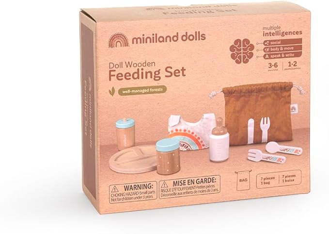 Miniland Doll Wooden Feeding Set - Quality, ECO, Imaginative