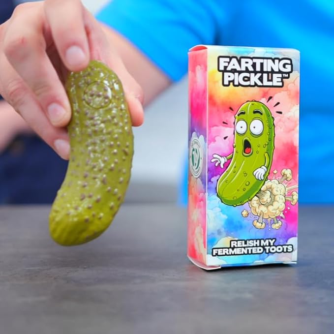 DR DINGUS Farting Pickle Toy - +100 Unique Farts - Hilarious Laughs - Novelty Gag Gift for Friends Family Coworkers Office Students Classroom