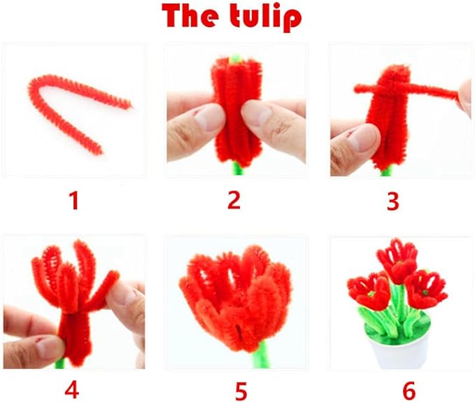 Multiple Colors Pipe Cleaners 100 Pieces Chenille Stems for DIY Art Decorations Creative Craft (6mm x 12 Inch)