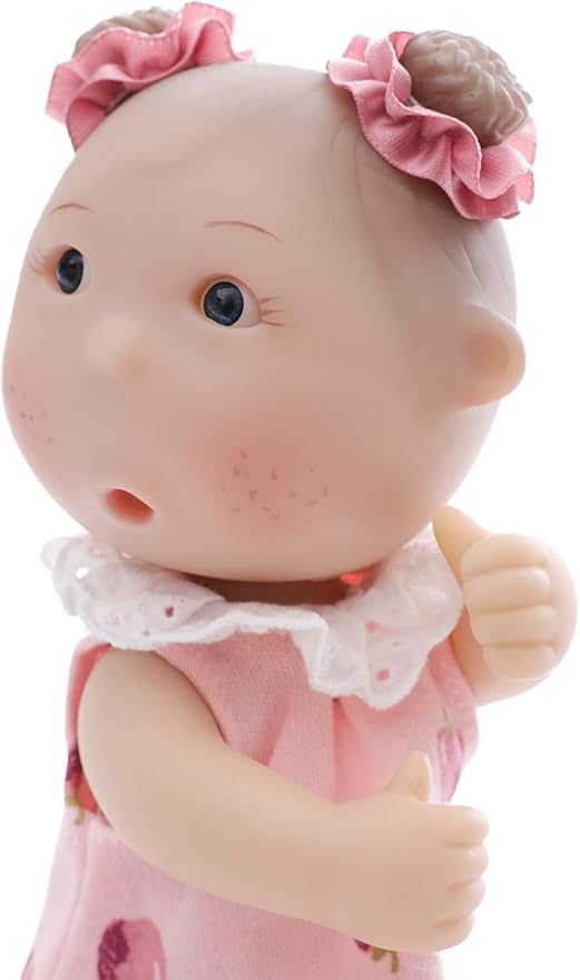 Potato Baby Doll, 7 Inch Mini Baby Doll with 5 Movable Joints, Thumb-Sucking Pose, Full Body Vinyl Doll for Play, Display, and Collection, Gifts for Boys and Girls, Collectors, Ages 3+ (Pink)