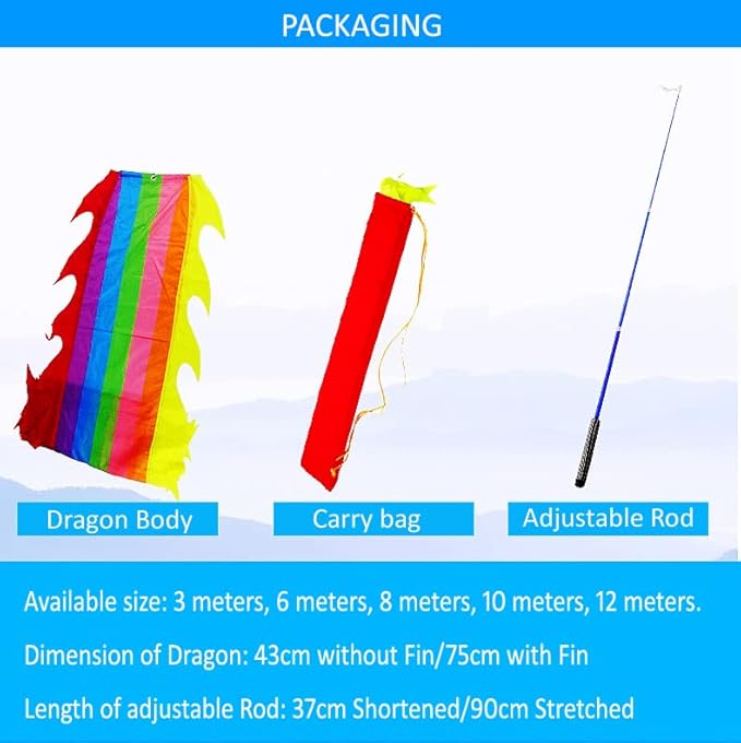 Square Exercise Dance Outdoor Flinging Fitness Dragon POI Wu Long 3D Real-Like Dragon Ribbon Streamer Set (26.2ft, Pink Phoenix)
