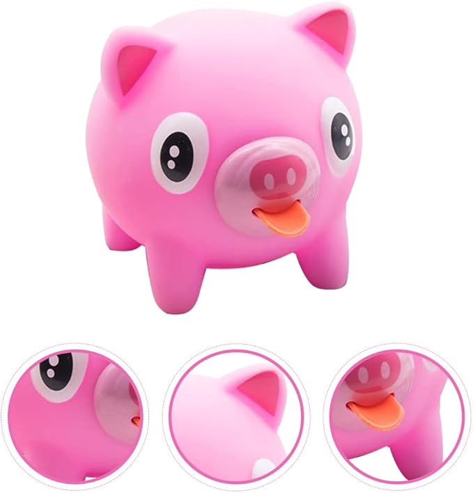 LUOZZY Stick Out Tongue Talking Toys Stress Anxiety Relief Pig Toy Party Favor Class Desk Decorations (Pink)