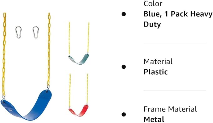 Squirrel Products Heavy Duty Strap Swing Seat - Heavy Duty Swing Seat Replacement and Carabiners for Easy Install - Blue
