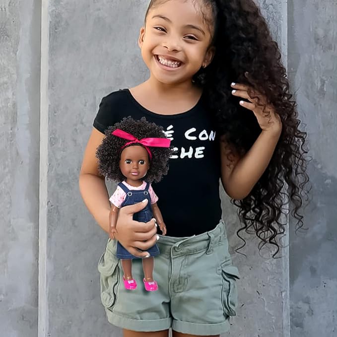 Ecore Fun Black Doll 14.5 Inch Baby Girl Doll and Clothes Set African Washable Realistic Silicone Girl Dolls -Best Gift for Girls…