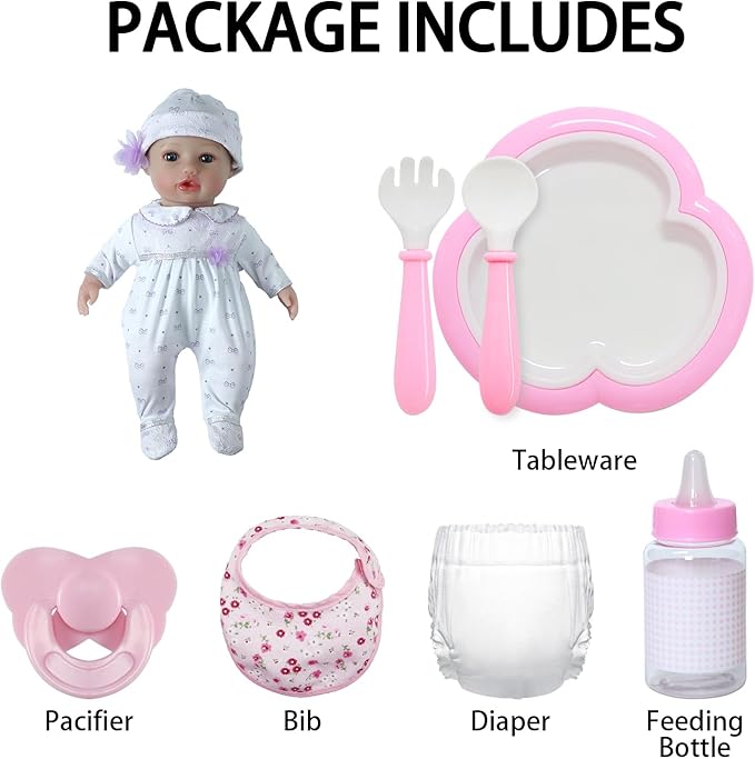 SCOM Baby Dolls, 16inch Realistic Baby Dolls Cute Soft Body Baby Doll Real Life Baby Doll Silicone Lifelike Baby with Accessories for 3+ Year Old Girls Gifts