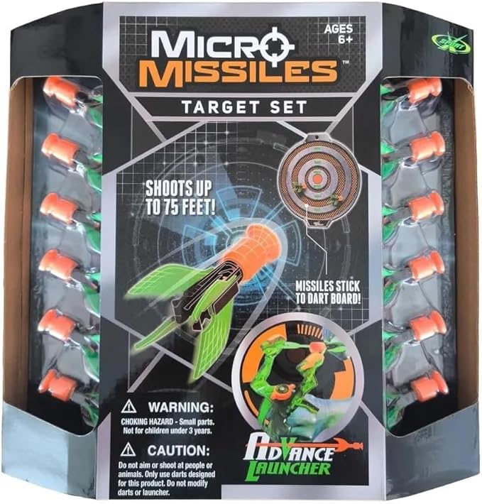 Amazing Toyz Micro Missile Rocket Launcher Toy Slingshot for Kids Adults Soft Rubber Suction Cup Sticky to Target 3 Inches Indoors Battle Sport Game Set