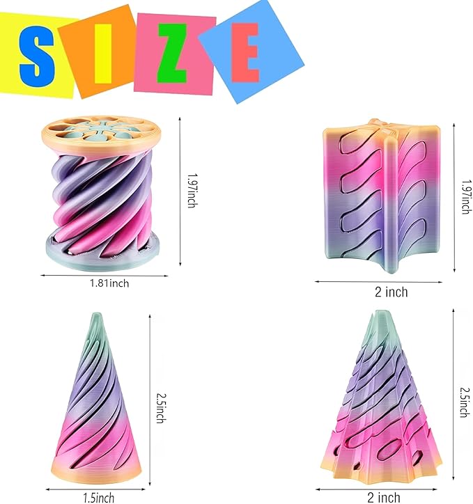 4 Packs Impossible Cone,Spiral Cone Fidget Toy Impossible Pyramid Passthrough Toy,3D Printed Spiral Cone Fidget Toy,Mini Vortex Thread Illusion Desktop Deco Souvenir Gift for Anxiety Relaxing
