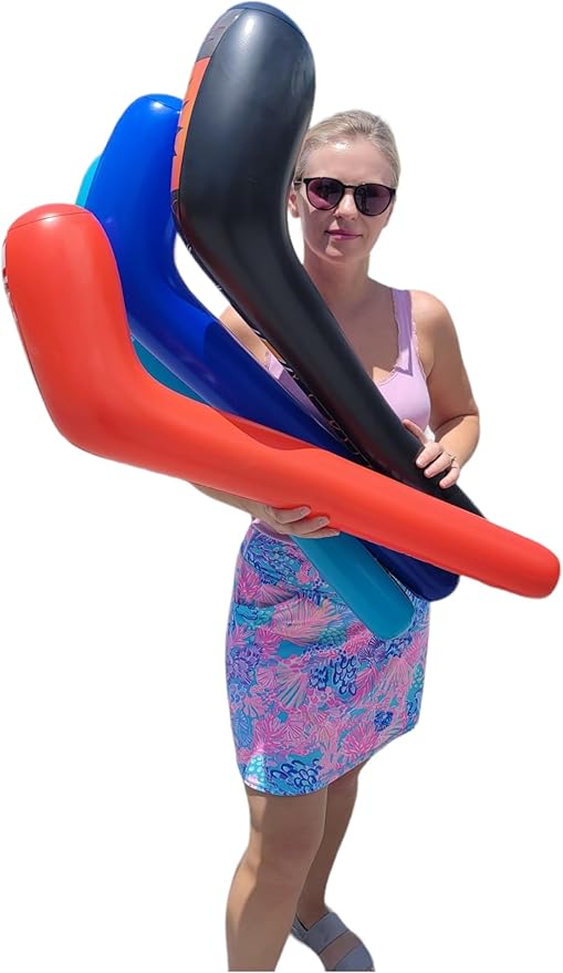35" Inflatable Hockey Sticks (4 Designs) Splash it! Thwack! Hat Trick. Pow! Power Play Smack! Face Off! Whack! Colorful. Vinyl. Great Party Favor (8 Pack - 4 Designs)