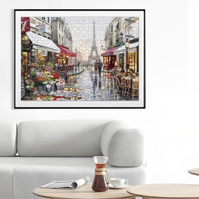 1000 Piece Jigsaw Puzzle for Adults Teens Kids - Fine Art Challenging, Paris Street 1000Pcs Puzzle, Family Game Gift, Size 27"x20"