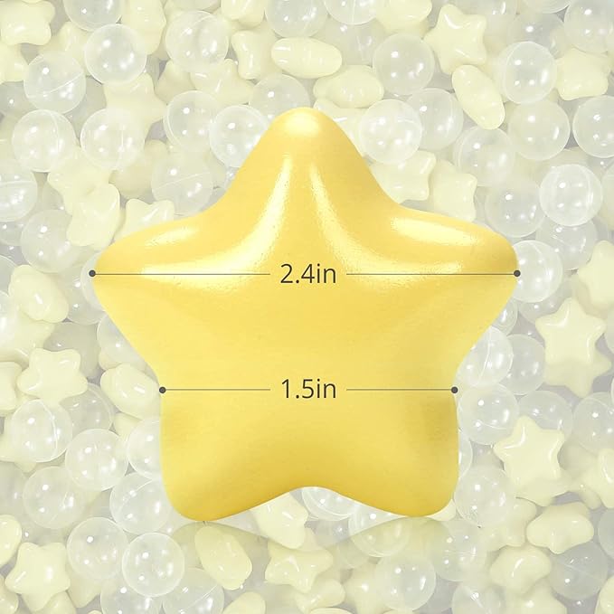 TRENDPLAY Star Ball Pit Balls for Toddlers -50 100 200 Count Star Balls Different Shapes, Non-Toxic Plastic Balls for Safe Play, Boys Girls Festival Party Decoration