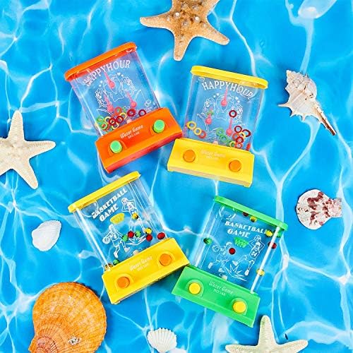 Gejoy 4 Pieces Water Games Handheld Easter Basket Stuffers for Kid Water Ring Toss Handheld Game Mini Retro Pastime Car Toys Fidget Autism Toys for Easter Children Boys Girls Birthday(Chic Style)