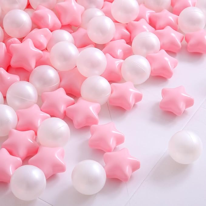 STARBOLO Ball Pit Balls for Toddlers Pack of 100 200 500 - BPA&Phthalate Free Non-Toxic Crush Proof Soft Plastic Balls for 1-5Years Old Toddlers Girl Kids Birthday Pool Playpen Tent Party