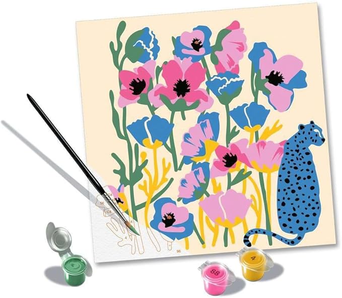 Ravensburger - CreArt Poppies, Paint by Number Kit, Contains a Pre-Printed Board 20x20cm, Brush, Colors and Accessories, Relaxing Creative Game for Adults 14+ Years
