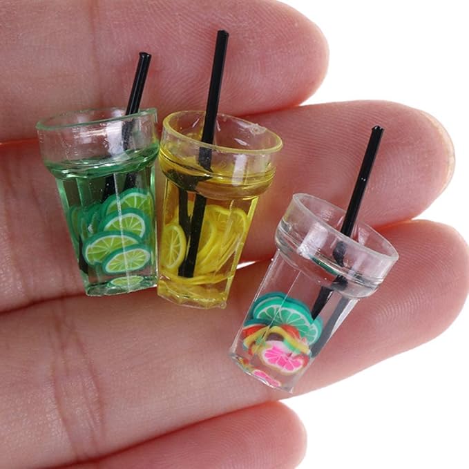 13 Pcs 1:12 Colourful Cocktail Cup Drink Juice Tea Beverage Bottle Jam Jar Toys,Simulation Drink Wine Glass Model for Dollhouse,Dolls House Miniature Toy Doll Food Kitchen Accessory Bar Decor