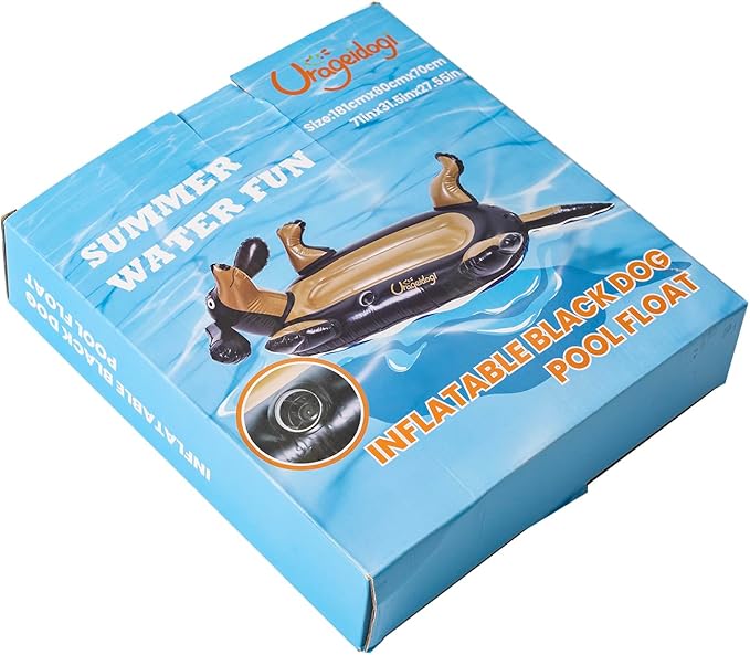 Summer Inflatable Black Dog Pool Float for Teens, Adults, and Pets