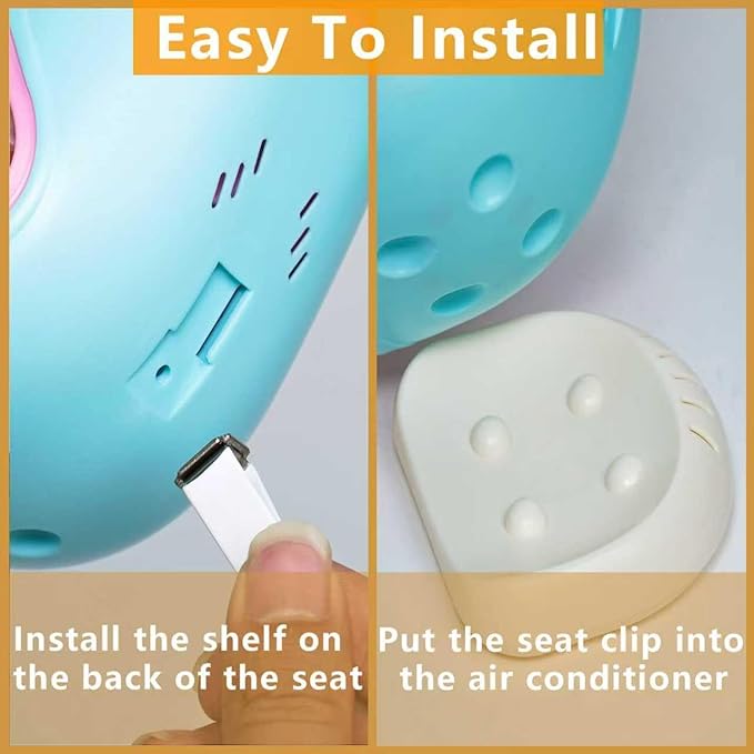 Doll Car Seat for 6-7 Inch Dolls with Elastic Strap & Magnetic Base - Vent Clip Mount and Desk Stand, for Blind Box Collectors