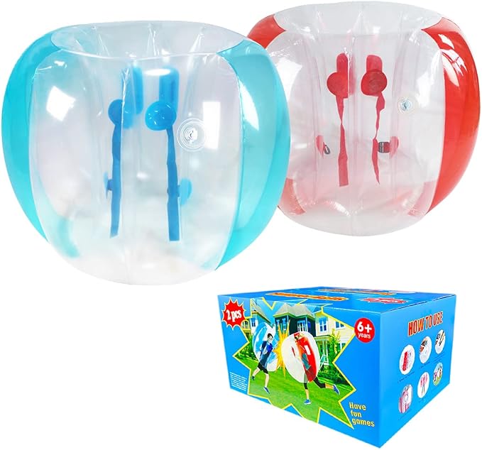 ZHUYNXIR 2 PC Sumo Ball for Adults, Bumper Bounce Balls for Kid, Inflatable Bounce Ball for Kid, Body Zorb Ball for Kids Outdoor Team Gaming Play (48 in,Blue+Red)