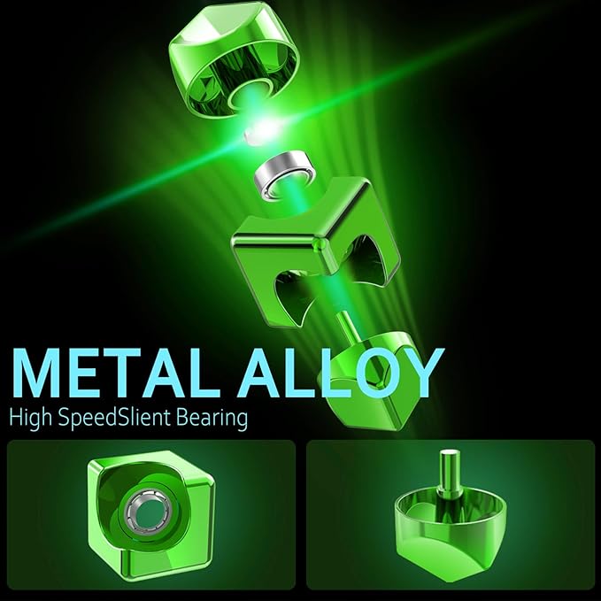 Infinity Gear Fidget Spinner for Kid Adult, Transformable Spinning Top Metallic Fidget Toys for Anti-Anxiety Stress Relief Autism ADHD, 2-in-1 Cube Focus Toy for Desktop Office Classroom Green