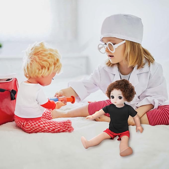 8 Pcs 18 Inch Boy Doll T Shirt Clothes Sublimation 18’’ Doll Outfits Accessories Classical Tee Shirts Fit 18 Inches Doll White and Black for Doll Decoration DIY Pretend Play