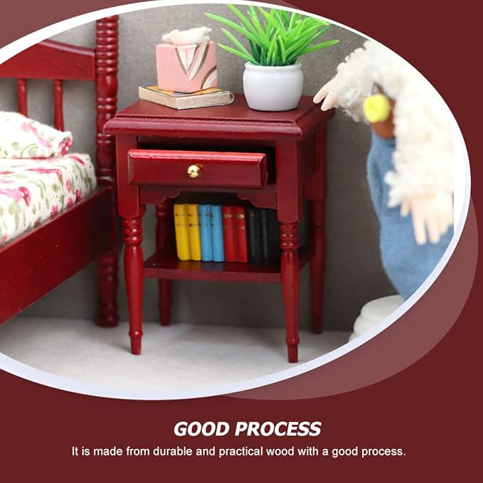 Toyvian Miniature Bedside Table 1 12 Scale Dollhouse Nightstand Model Mini Furniture Accessory for Doll House Decor 2.59X2.08X1.61 Inch