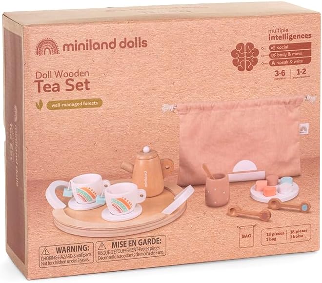 Miniland Doll Wooden Tea Set - Quality, ECO, Imaginative