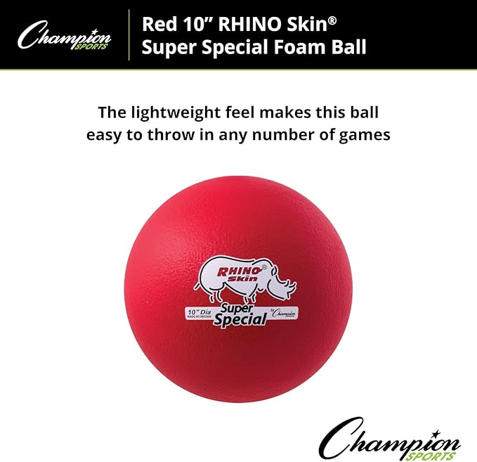 Champion Sports Super Special Rhino Skin Ball Red, 10 Inch