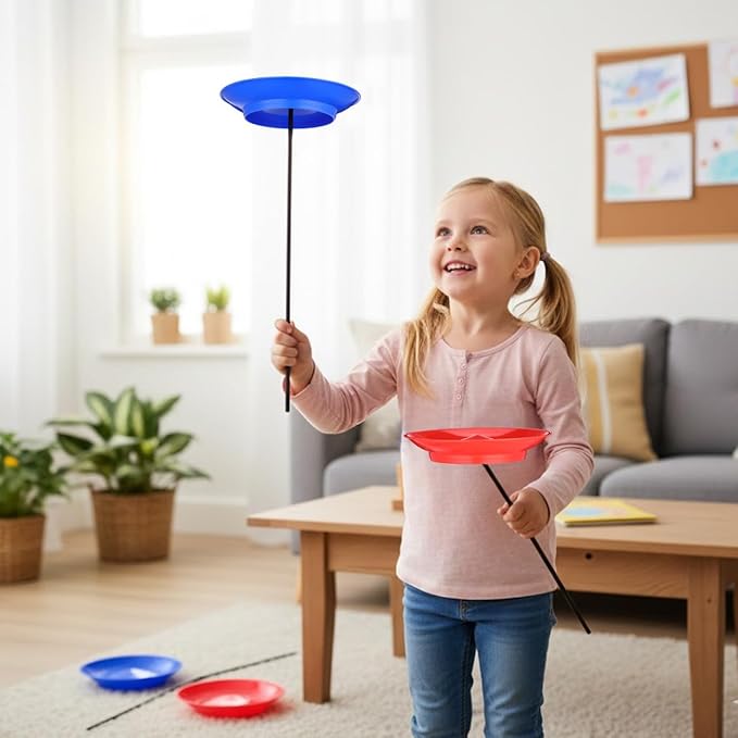 TOYANDONA 2 Sets Juggling Kit - Juggling Spinning Plate with Sticks Toy Circus Spinning Plate for Festivals Paty Performances Games