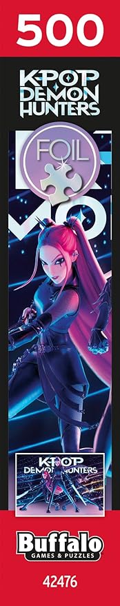 Buffalo Games – HUNTR/X - 500 Piece Kpop Demon Hunters Foil Jigsaw Puzzle - Colorful Puzzles – Precision-Cut Pieces, Beautiful Artwork, and Hours of Fun