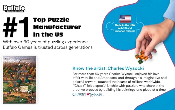 Buffalo Games – Charles Wysocki Secret Passage Inn 300 Piece Jigsaw Puzzle for Adults with Full-Color Reference Poster
