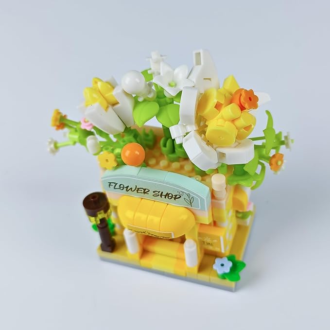 Orchids Mini Flower Shop Building Toy Street City Store View Micro House Toys Festival Blocks Set for Home Decor Gifts